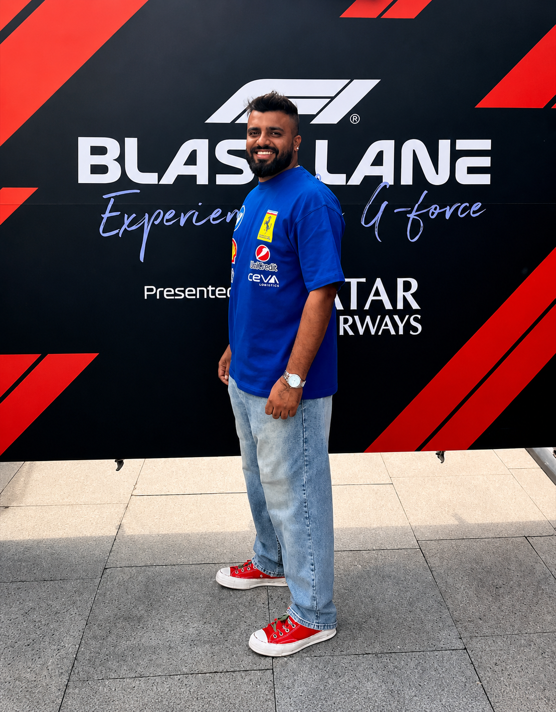 Lewis Hamilton Ferrari F1 Oversized T-Shirt – Monza Blue Edition