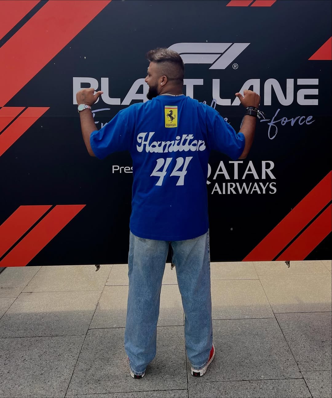 Lewis Hamilton Ferrari F1 Oversized T-Shirt – Monza Blue Edition