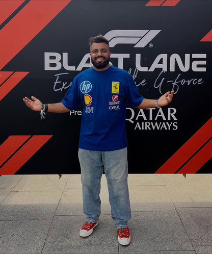 Lewis Hamilton Ferrari F1 Oversized T-Shirt – Monza Blue Edition