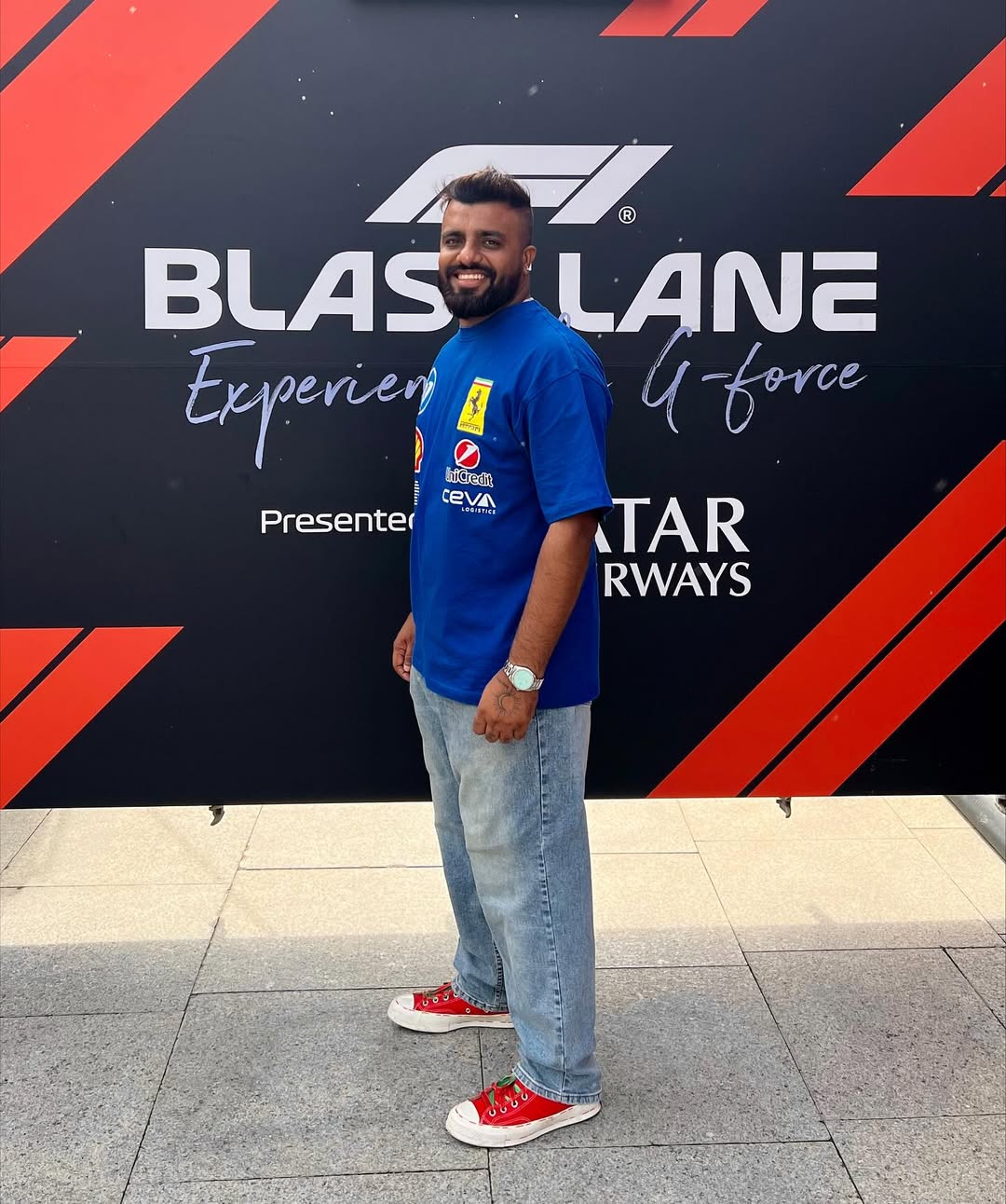 Lewis Hamilton Ferrari F1 Oversized T-Shirt – Monza Blue Edition